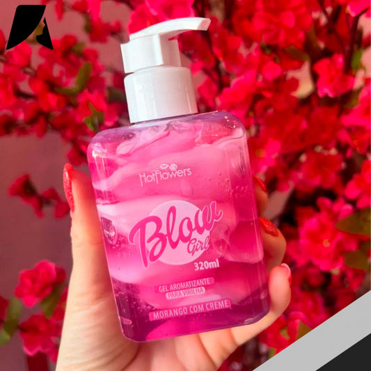 Blow Girl Hot Flowers - Gel Aromatizante Beijável Para Virilha - Morango com Creme